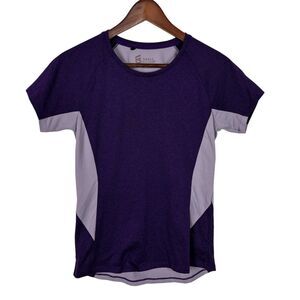Second Skin Athletic Purple Mesh Panel Short Sleeve T-Shirt Women's Small